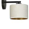Applique 1 Luce Ganesha In Acciaio Nero E Paralume In Tessuto Beige LA0129-EB-AP1-NR-BI