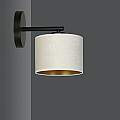 Applique 1 Luce Ganesha In Acciaio Nero E Paralume In Tessuto Beige LA0129-EB-AP1-NR-BI