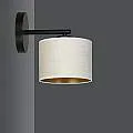 Applique 1 Luce Ganesha In Acciaio Nero E Paralume In Tessuto Beige LA0129-EB-AP1-NR-BI