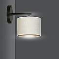Applique 1 Luce Ganesha In Acciaio Nero E Paralume In Tessuto Beige LA0129-EB-AP1-NR-BI