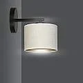 Applique 1 Luce Ganesha In Acciaio Nero E Paralume In Tessuto Beige LA0129-EB-AP1-NR-BI