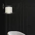 Applique 1 Luce Ganesha In Acciaio Nero E Paralume In Tessuto Beige LA0129-EB-AP1-NR-BI