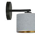 Applique 1 Luce Ganesha In Acciaio Nero E Paralume In Tessuto Grigio LA0129-EB-AP1-NR-GR
