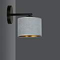 Applique 1 Luce Ganesha In Acciaio Nero E Paralume In Tessuto Grigio LA0129-EB-AP1-NR-GR