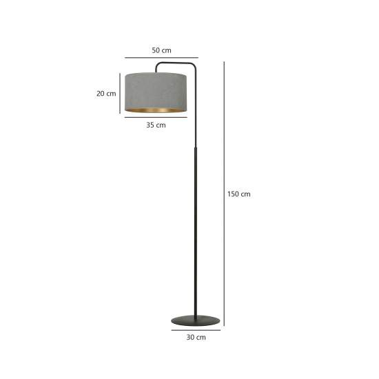 Piantana Contemporaneo Ganesha Acciaio Nero Grigio 1 Luce E27 Ip20 LA0129-EB-PT1-NR-GR