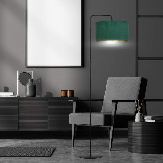 Piantana Contemporaneo Ganesha Acciaio Nero Verde 1 Luce E27 Ip20 LA0129-EB-PT1-NR-VE