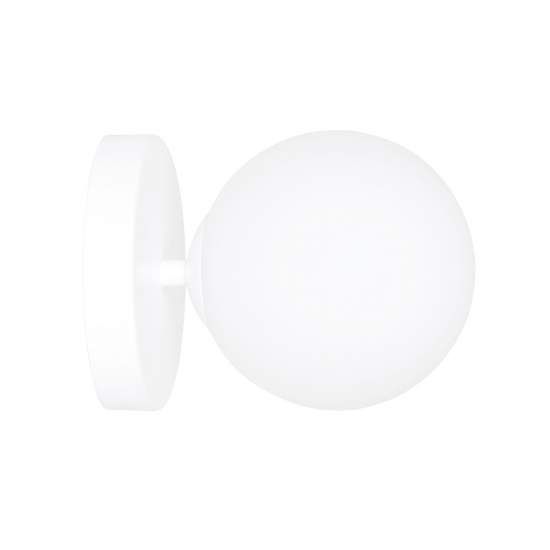 Applique A 1 Luce Shiva In Acciaio Bianco E Sfera In Vetro Bianco LA0130-EB-AP1-BI