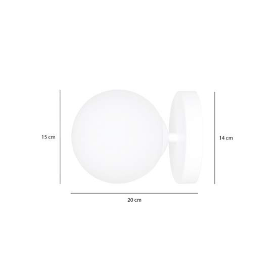 Applique A 1 Luce Shiva In Acciaio Bianco E Sfera In Vetro Bianco LA0130-EB-AP1-BI