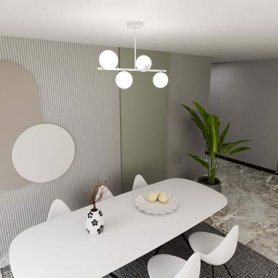 Plafoniera Contemporaneo Shiva Acciaio Bianco 4 Luci E14 Ip20 LA0130-EB-PL4-BI