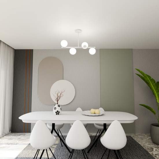 Plafoniera Contemporaneo Shiva Acciaio Bianco 4 Luci E14 Ip20 LA0130-EB-PL4-BI