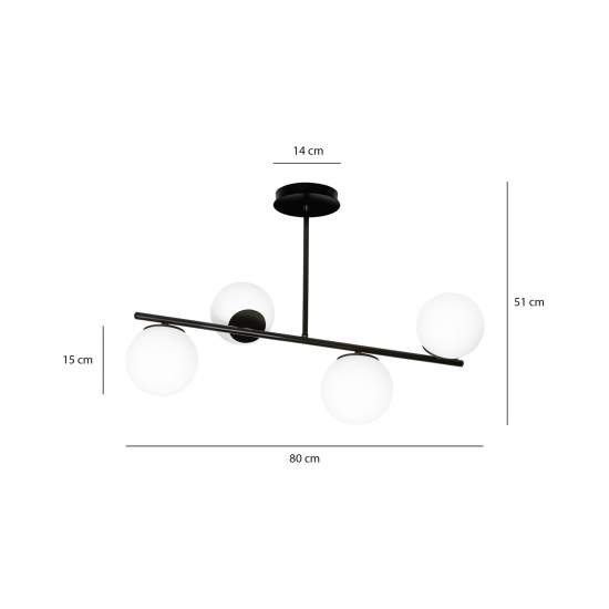 Plafoniera Contemporaneo Shiva Acciaio Nero 4 Luci E14 Ip20 LA0130-EB-PL4-NR