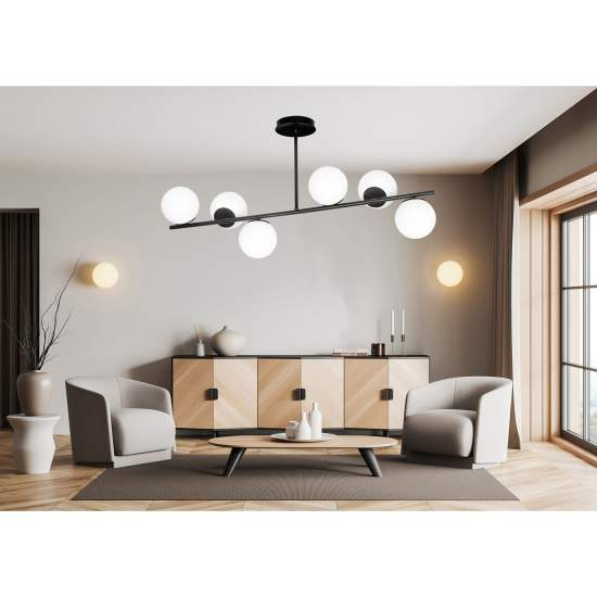 Plafoniera Contemporaneo Shiva Acciaio Nero 6 Luci E14 Ip20 LA0130-EB-PL6-NR