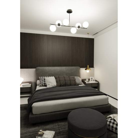 Plafoniera Contemporaneo Shiva Acciaio Nero 6 Luci E14 Ip20 LA0130-EB-PL6-NR