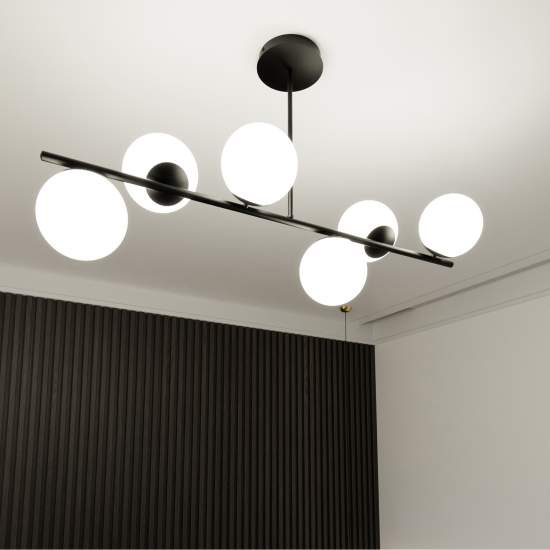 Plafoniera Contemporaneo Shiva Acciaio Nero 6 Luci E14 Ip20 LA0130-EB-PL6-NR
