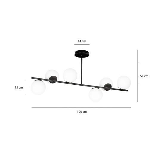 Plafoniera Contemporaneo Shiva Acciaio Nero 6 Luci E14 Ip20 LA0130-EB-PL6-NR