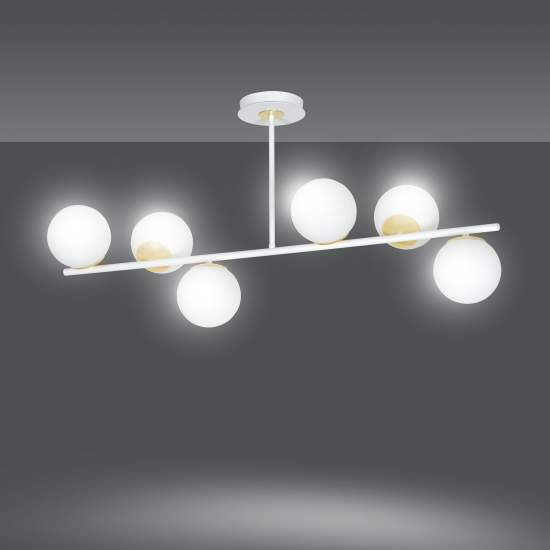 Plafoniera Contemporaneo Vishnu Acciaio Bianco Oro 4 Luci E14 Ip20 LA0131-EB-PL4-BI-OR