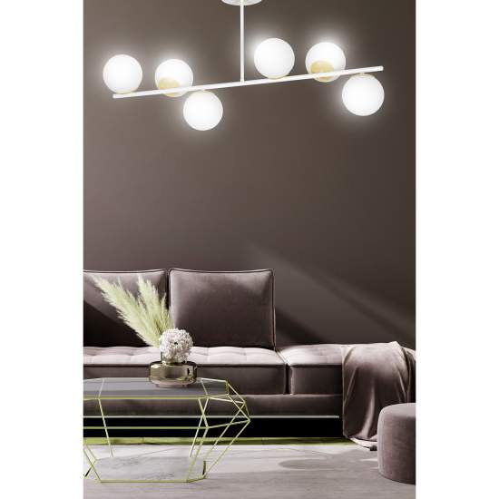 Plafoniera Contemporaneo Vishnu Acciaio Bianco Oro 4 Luci E14 Ip20 LA0131-EB-PL4-BI-OR