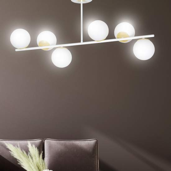 Plafoniera Contemporaneo Vishnu Acciaio Bianco Oro 4 Luci E14 Ip20 LA0131-EB-PL4-BI-OR