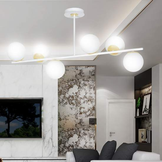 Plafoniera Contemporaneo Vishnu Acciaio Bianco Oro 4 Luci E14 Ip20 LA0131-EB-PL4-BI-OR
