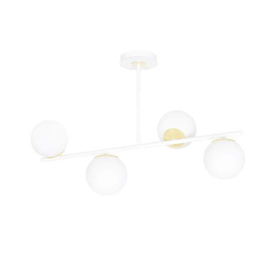 Plafoniera Contemporaneo Vishnu Acciaio Bianco 4 Luci E14 Ip20 LA0131-EB-PL4-BI-OR2
