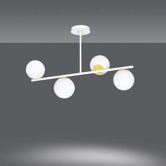 Plafoniera Contemporaneo Vishnu Acciaio Bianco 4 Luci E14 Ip20 LA0131-EB-PL4-BI-OR2
