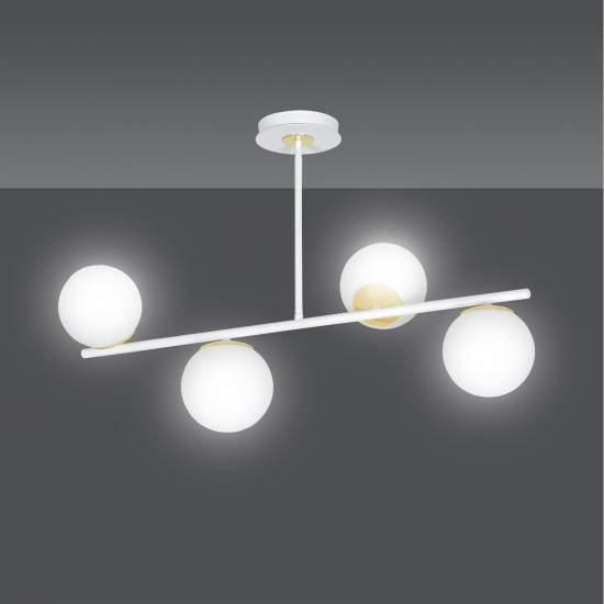 Plafoniera Contemporaneo Vishnu Acciaio Bianco 4 Luci E14 Ip20 LA0131-EB-PL4-BI-OR2