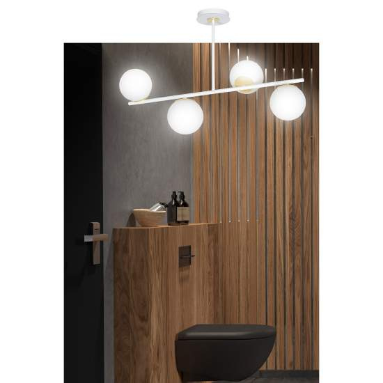 Plafoniera Contemporaneo Vishnu Acciaio Bianco 4 Luci E14 Ip20 LA0131-EB-PL4-BI-OR2