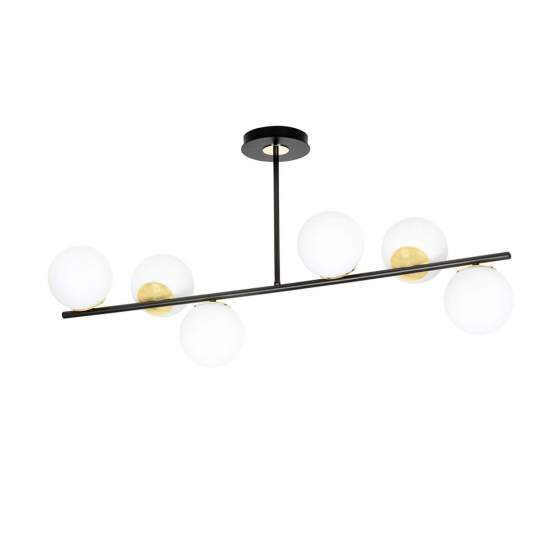 Plafoniera Contemporaneo Vishnu Acciaio Nero Oro 6 Luci E14 Ip20 LA0131-EB-PL6-NR-OR