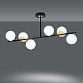 Plafoniera Contemporaneo Vishnu Acciaio Nero Oro 6 Luci E14 Ip20 LA0131-EB-PL6-NR-OR