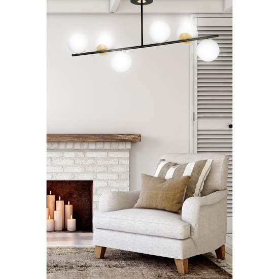 Plafoniera Contemporaneo Vishnu Acciaio Nero Oro 6 Luci E14 Ip20 LA0131-EB-PL6-NR-OR