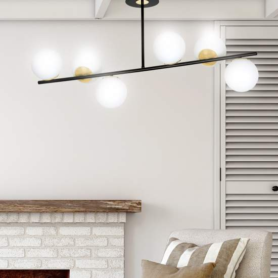 Plafoniera Contemporaneo Vishnu Acciaio Nero Oro 6 Luci E14 Ip20 LA0131-EB-PL6-NR-OR