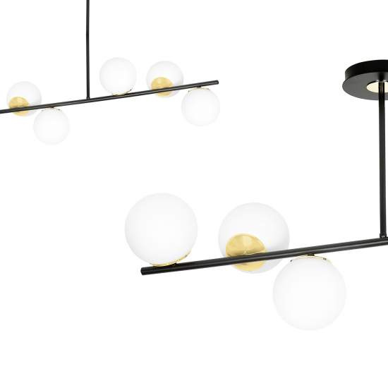 Plafoniera Contemporaneo Vishnu Acciaio Nero Oro 6 Luci E14 Ip20 LA0131-EB-PL6-NR-OR