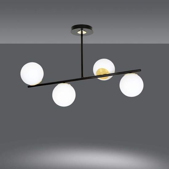 Plafoniera Contemporaneo Vishnu Acciaio Nero 6 Luci E14 Ip20 LA0131-EB-PL6-NR-OR2