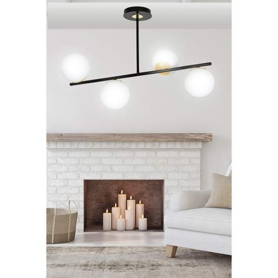 Plafoniera Contemporaneo Vishnu Acciaio Nero 6 Luci E14 Ip20 LA0131-EB-PL6-NR-OR2