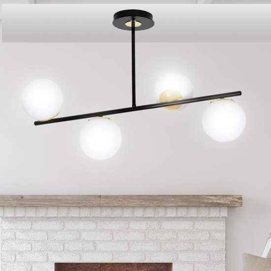 Plafoniera Contemporaneo Vishnu Acciaio Nero 6 Luci E14 Ip20 LA0131-EB-PL6-NR-OR2
