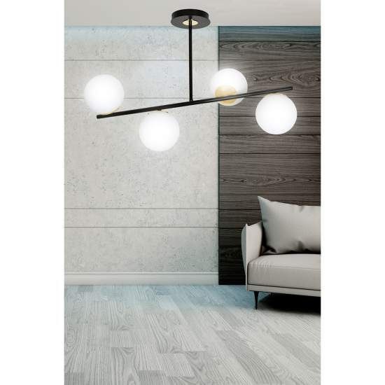 Plafoniera Contemporaneo Vishnu Acciaio Nero 6 Luci E14 Ip20 LA0131-EB-PL6-NR-OR2