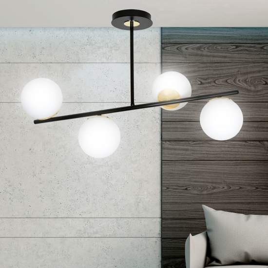 Plafoniera Contemporaneo Vishnu Acciaio Nero 6 Luci E14 Ip20 LA0131-EB-PL6-NR-OR2