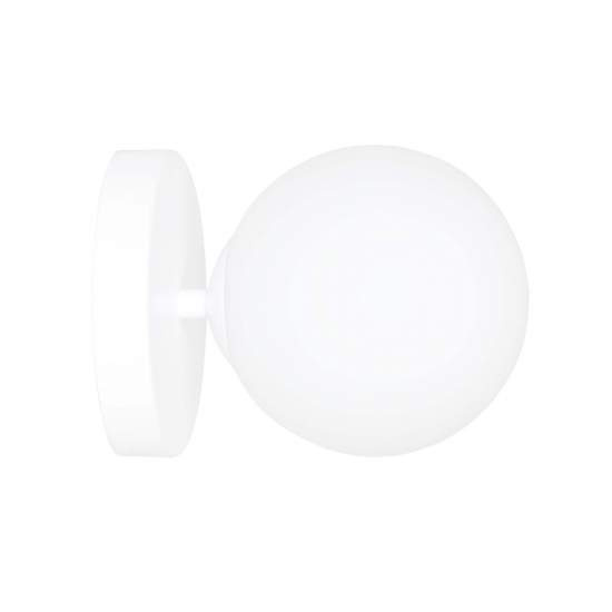 Applique A 1 Luce Hallador In Acciaio Bianco E Sfera In Vetro Opalino LA0132-EB-AP1-BI
