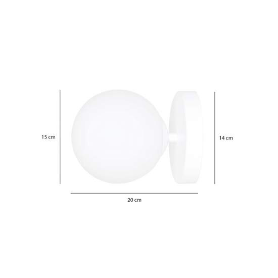 Applique A 1 Luce Hallador In Acciaio Bianco E Sfera In Vetro Opalino LA0132-EB-AP1-BI