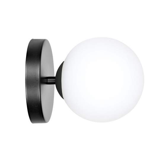 Applique A 1 Luce Hallador In Acciaio Nero E Sfera In Vetro Opalino LA0132-EB-AP1-NR