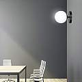 Applique A 1 Luce Hallador In Acciaio Nero E Sfera In Vetro Opalino LA0132-EB-AP1-NR
