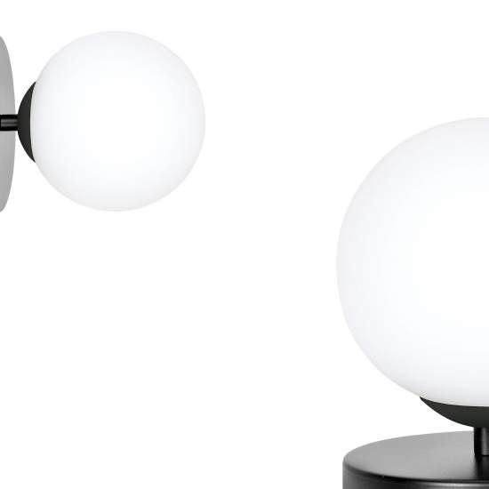 Applique A 1 Luce Hallador In Acciaio Nero E Sfera In Vetro Opalino LA0132-EB-AP1-NR