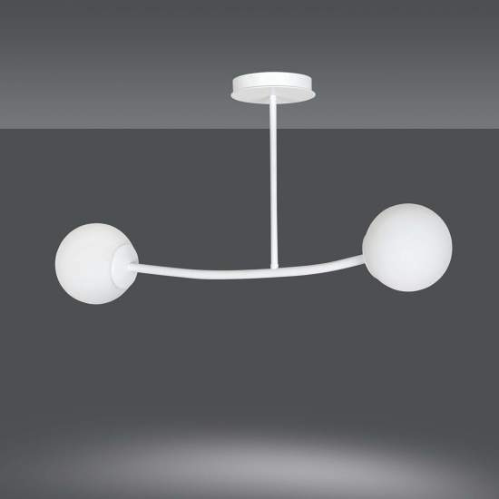 Plafoniera Contemporaneo Krishna Acciaio Bianco 2 Luci E14 Ip20 LA0132-EB-PL2-BI