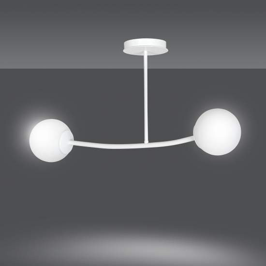 Plafoniera Contemporaneo Krishna Acciaio Bianco 2 Luci E14 Ip20 LA0132-EB-PL2-BI