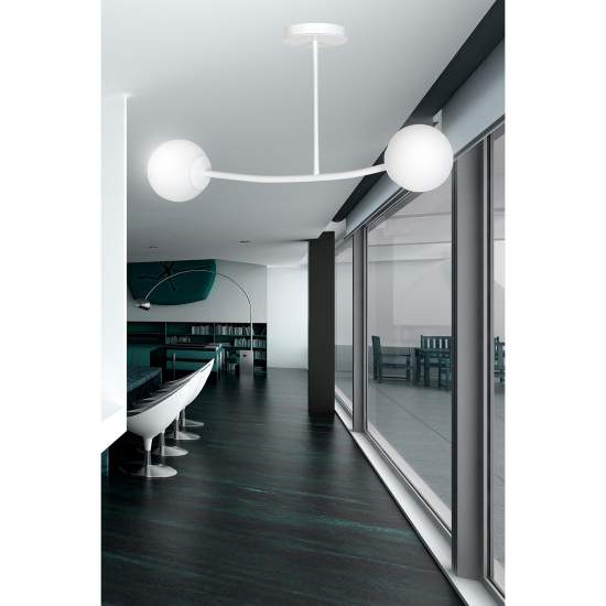 Plafoniera Contemporaneo Krishna Acciaio Bianco 2 Luci E14 Ip20 LA0132-EB-PL2-BI