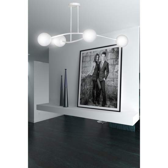 Plafoniera Contemporaneo Krishna Acciaio Bianco 4 Luci E14 Ip20 LA0132-EB-PL4-BI