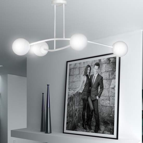 Plafoniera Contemporaneo Krishna Acciaio Bianco 4 Luci E14 Ip20 LA0132-EB-PL4-BI