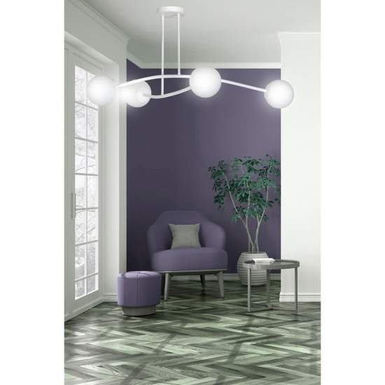 Plafoniera Contemporaneo Krishna Acciaio Bianco 4 Luci E14 Ip20 LA0132-EB-PL4-BI
