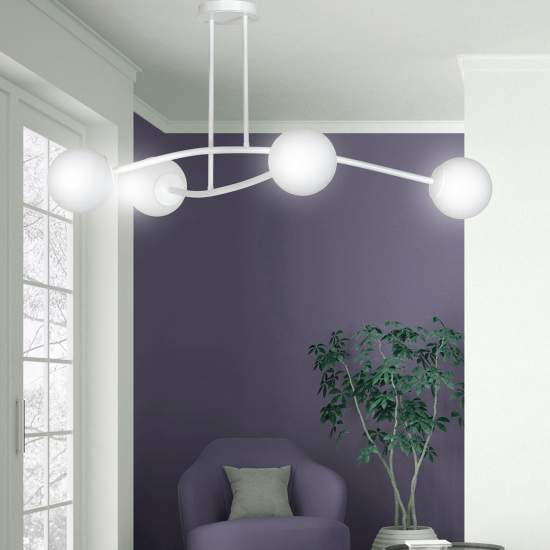 Plafoniera Contemporaneo Krishna Acciaio Bianco 4 Luci E14 Ip20 LA0132-EB-PL4-BI