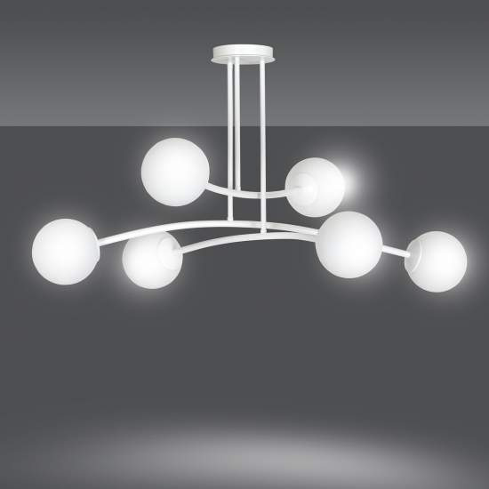 Plafoniera Contemporaneo Krishna Acciaio Bianco 6 Luci E14 Ip20 LA0132-EB-PL6-BI